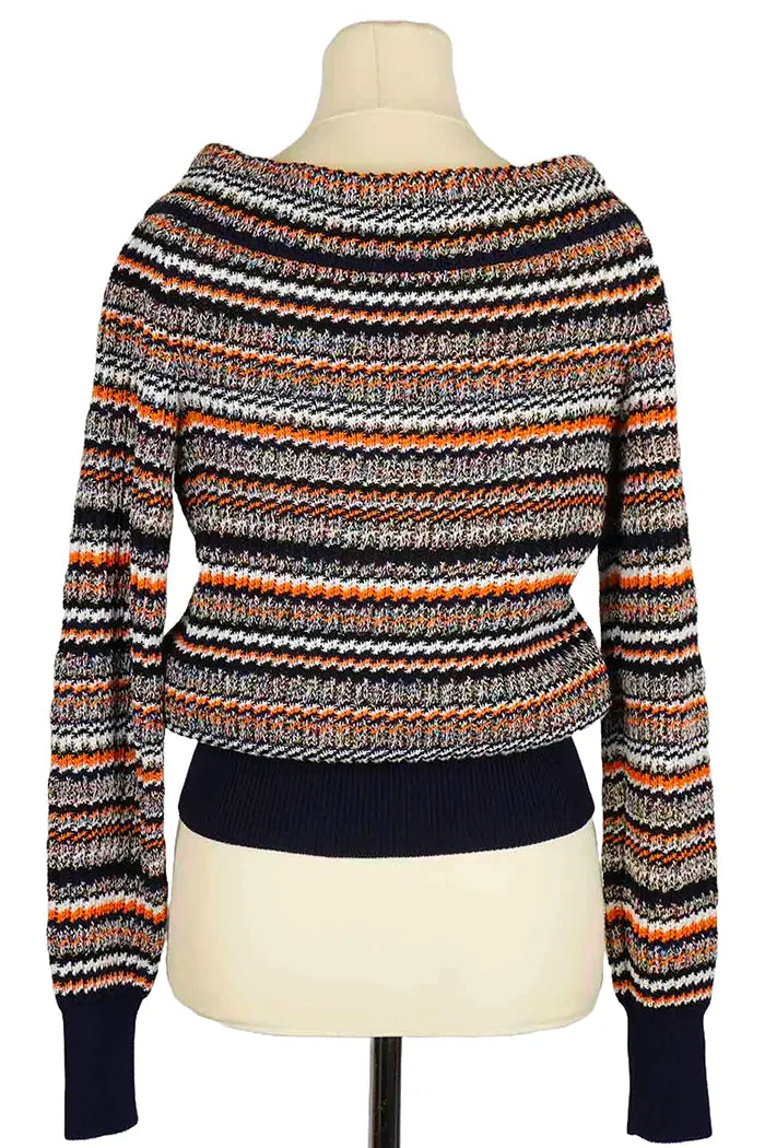 Strickjacke Chanel Masche multicolor, Rückenansicht, preloved