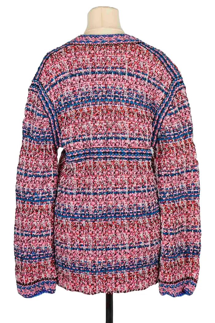 Chaqueta de punto de lana multicolor de Chanel, vista posterior, usada