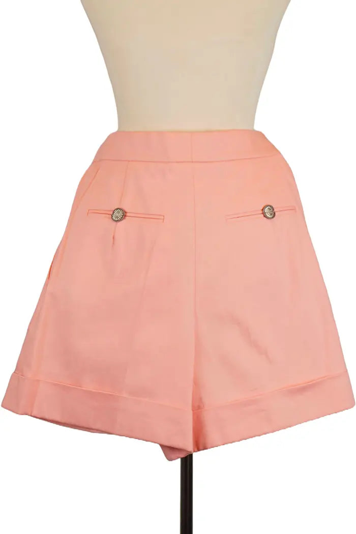 Chanel Short algodón rosa, segunda mano, vista trasera