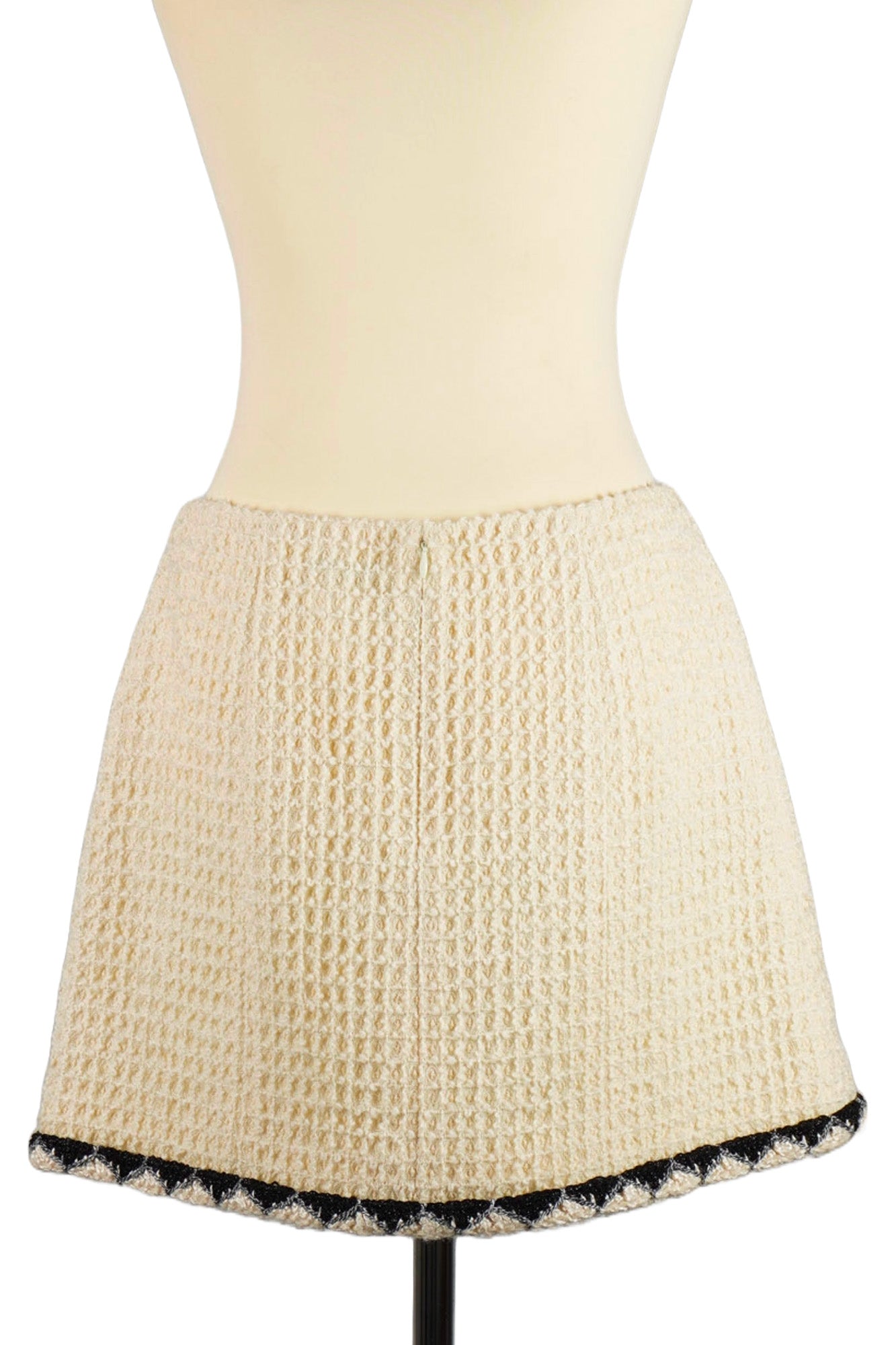 Chanel White Tweed Skirt , used, back view