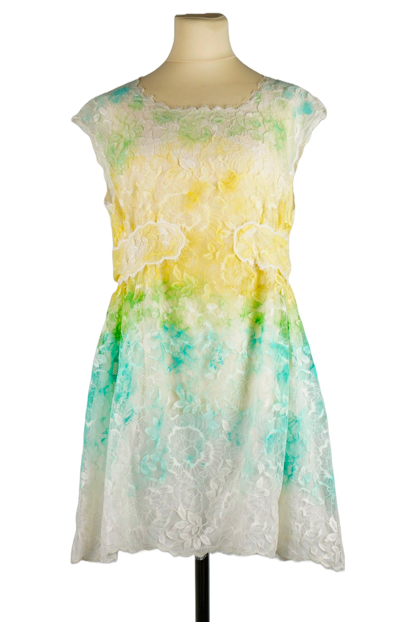 Dress Chanel Dentelle Multicolore, front view, used