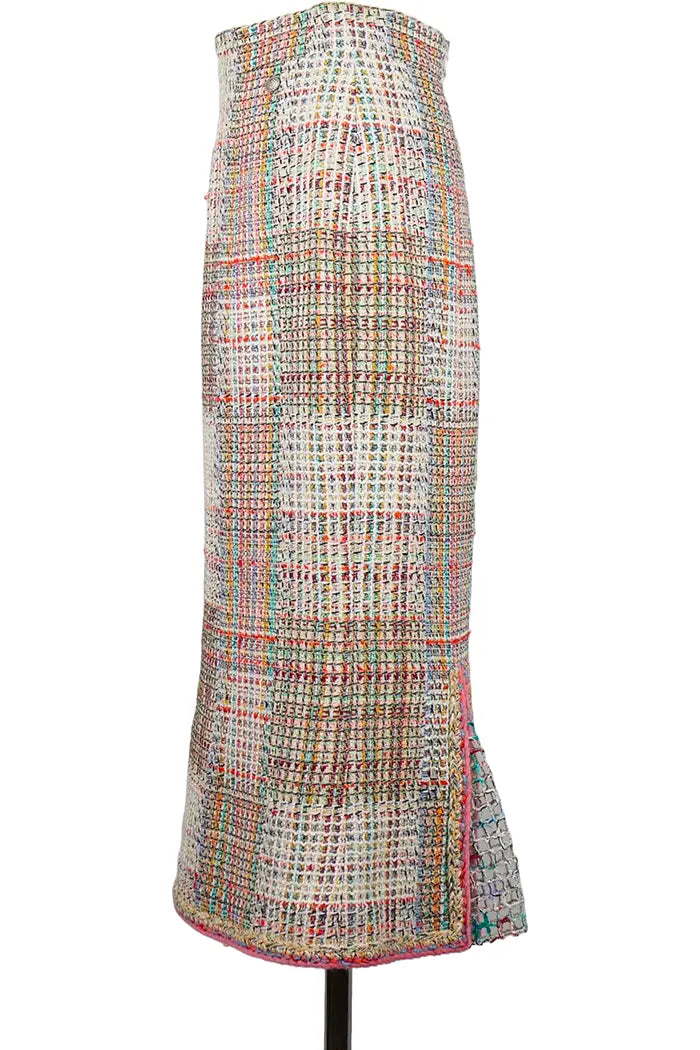 Jupe Chanel Tweed Multicolore, vue de côté, d'occasion