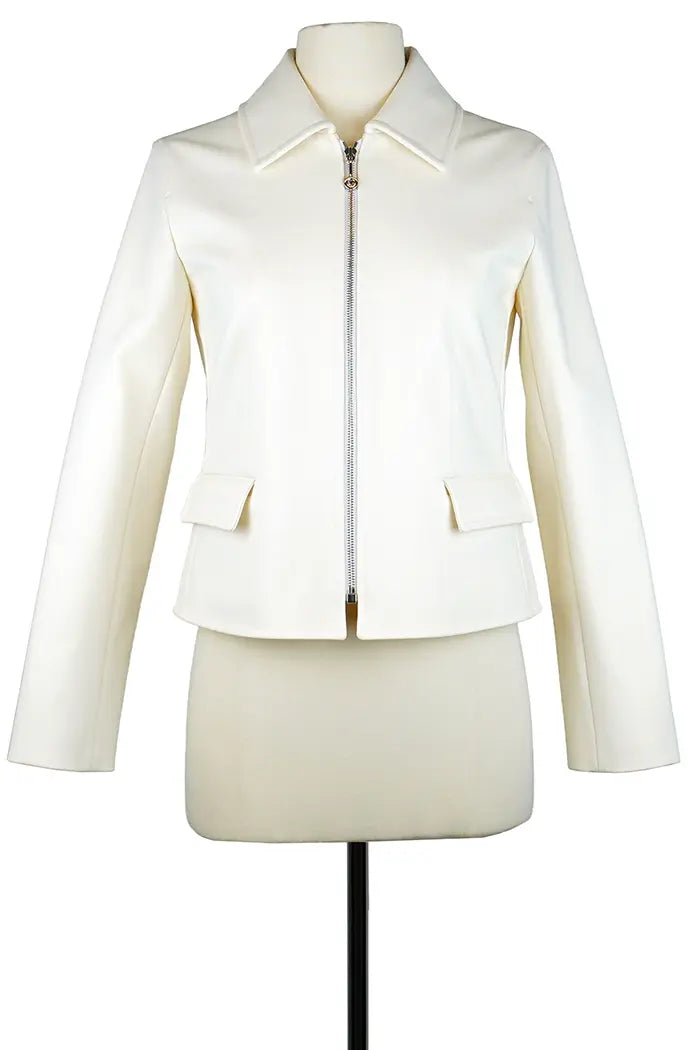 Chaqueta Hermes Ecru Milano Jersey Micro Zip, de segunda mano, vista frontal