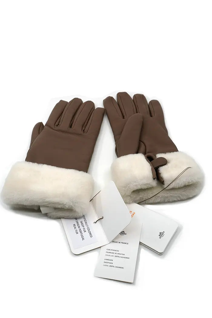 Guantes de piel de cordero Hermes, artículo de segunda mano, atención al cuello forrado