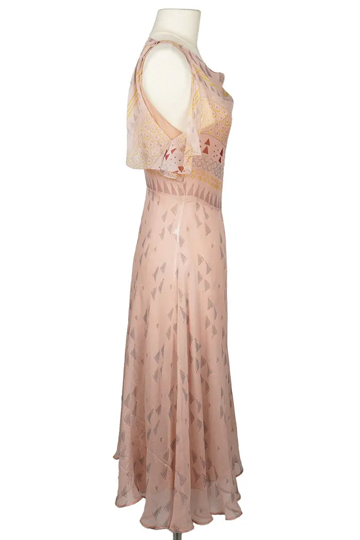 Valentino Geometric Printed Chiffon Vestido , artículo usado, vista lateral
