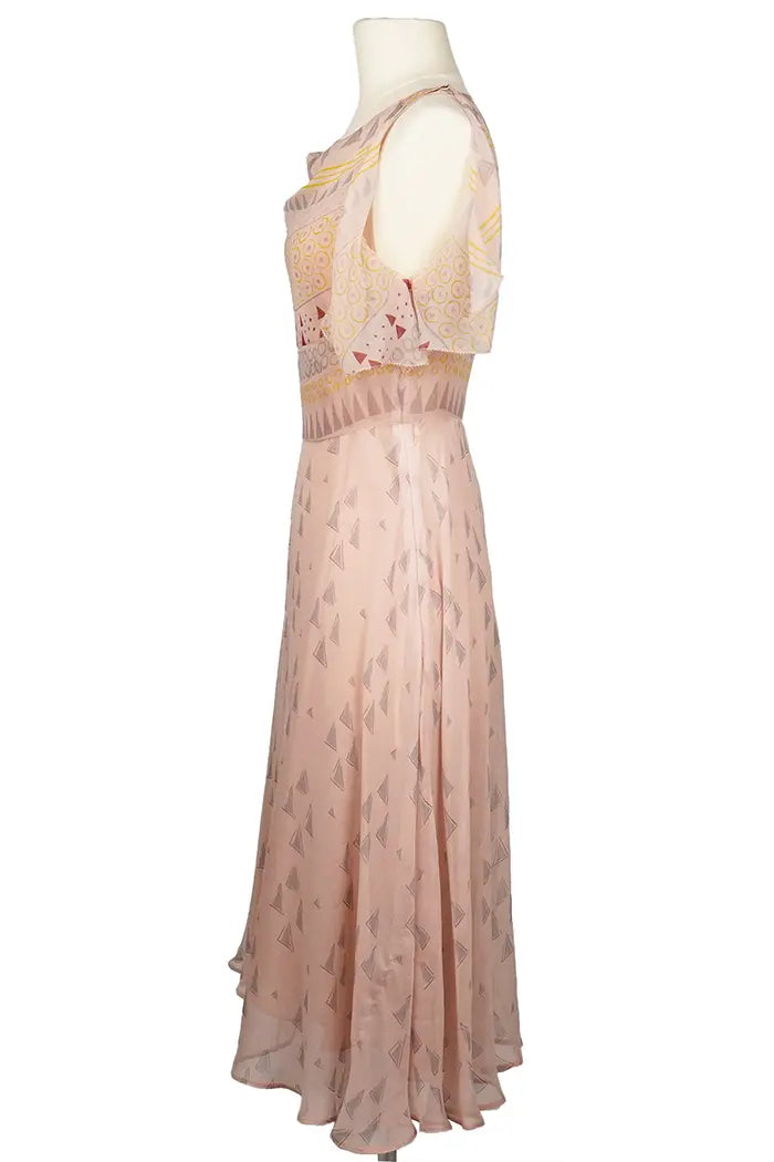 Valentino Geometric Printed Chiffon Vestido , artículo usado, vista lateral