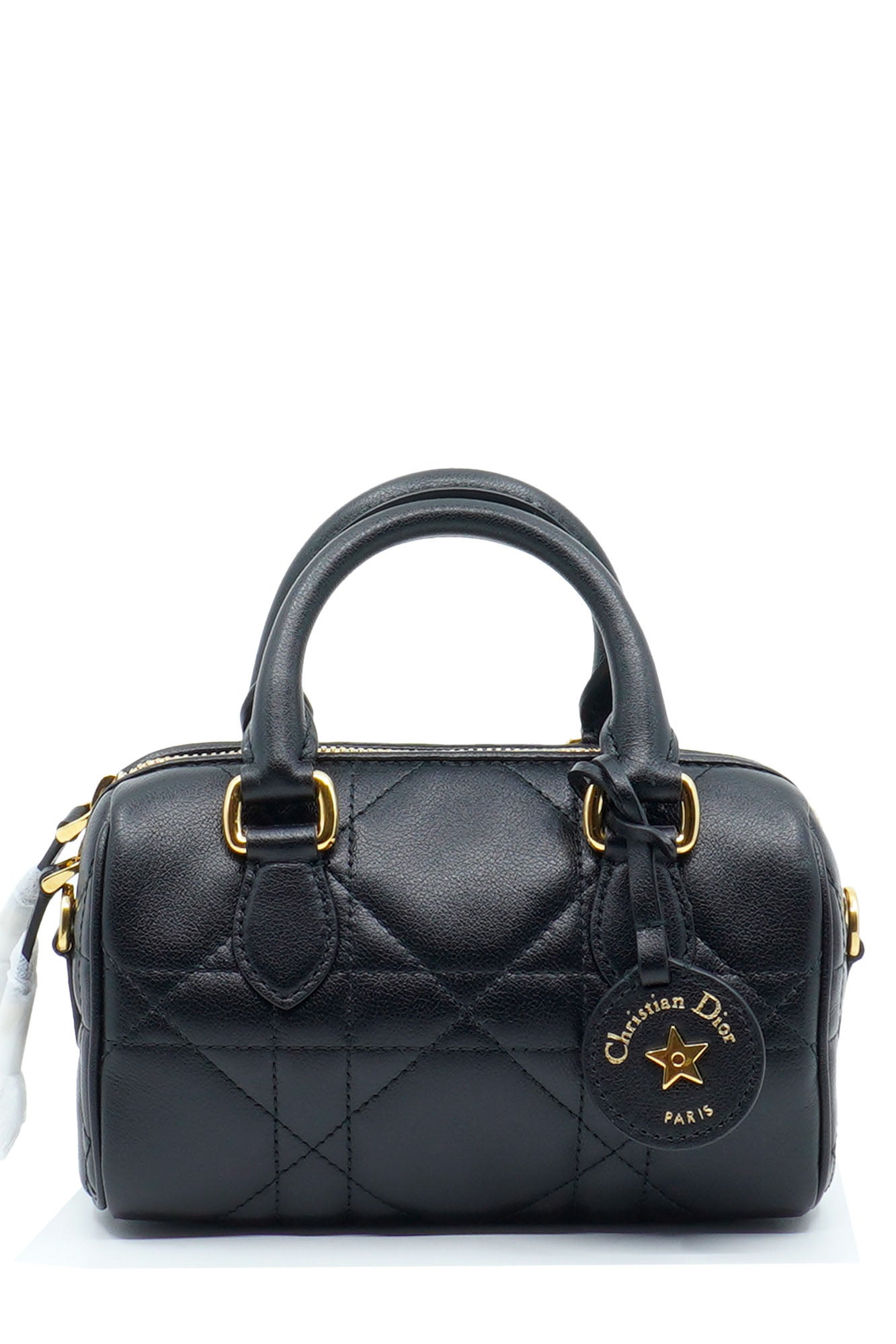 Nano bag Dior Groove 17 in black calf leather, pre-owned item, front view