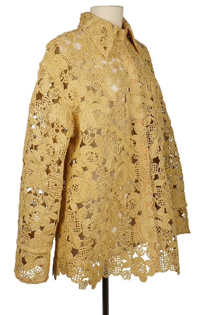 Chaqueta Valentino Garavani beige calada, artículo de ocasión, 3/4 vista derecha
