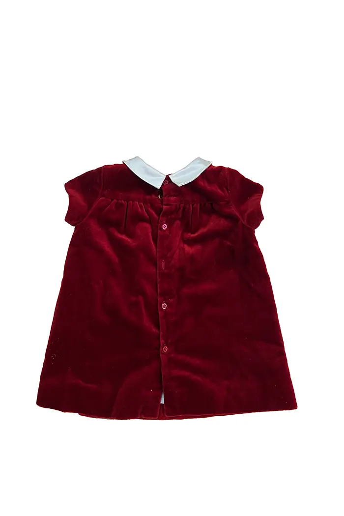 Robe Bonpoint en velours bordeaux avec boutons dans le dos, vue arrière