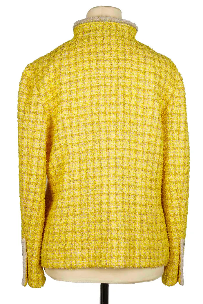 Chanel Jacket  in Yellow Tweed, pre-owned item, back view