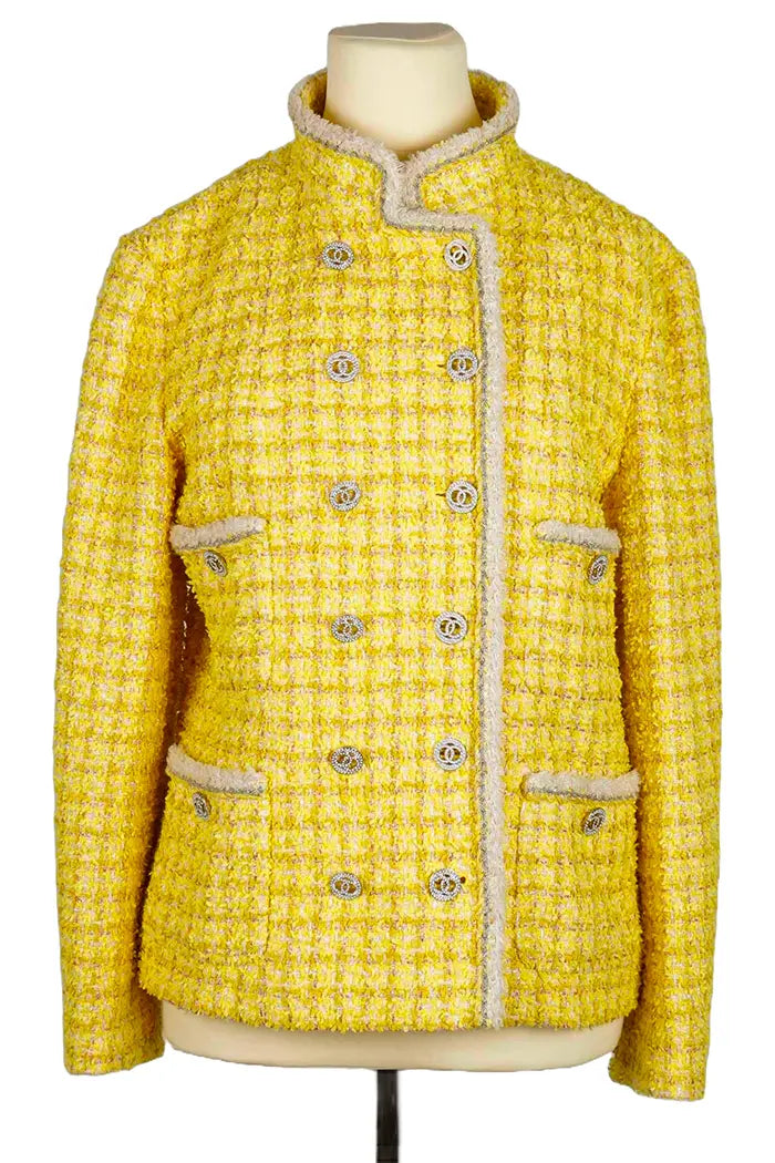 Chanel Jacket  in Yellow Tweed, pre-owned item, front view
