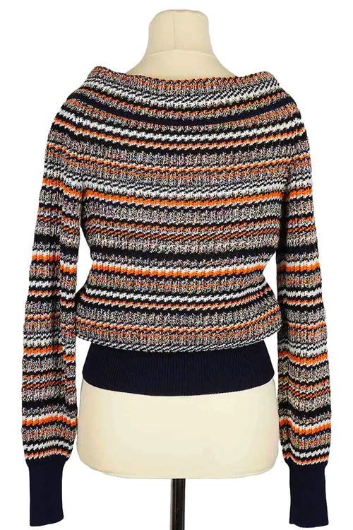 Chaqueta de punto multicolor Chanel Maille, vista posterior, usada