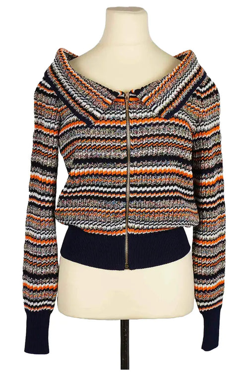 Chaqueta de punto multicolor Chanel Maille, vista frontal, segunda mano