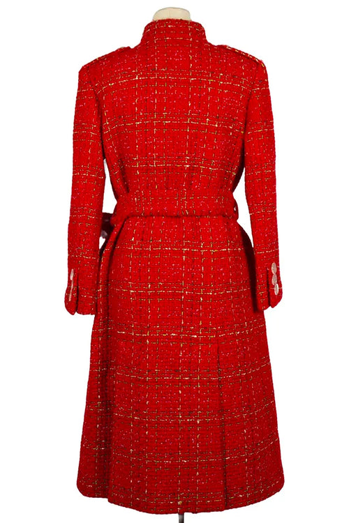 Manteau Chanel Rouge en Tweed par Karl Lagerfeld, article d'occasion, vue de dos