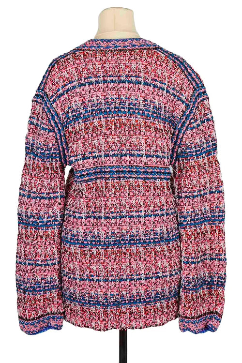 Chaqueta de punto de lana multicolor de Chanel, vista posterior, usada