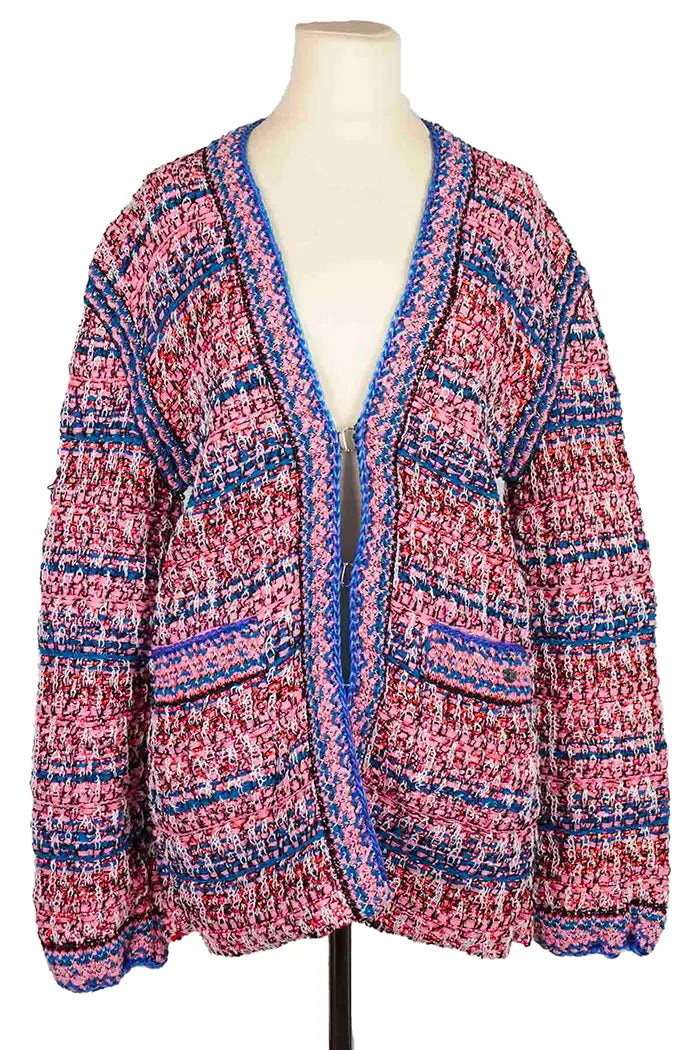 Cárdigan de lana multicolor Chanel, vista frontal, segunda mano