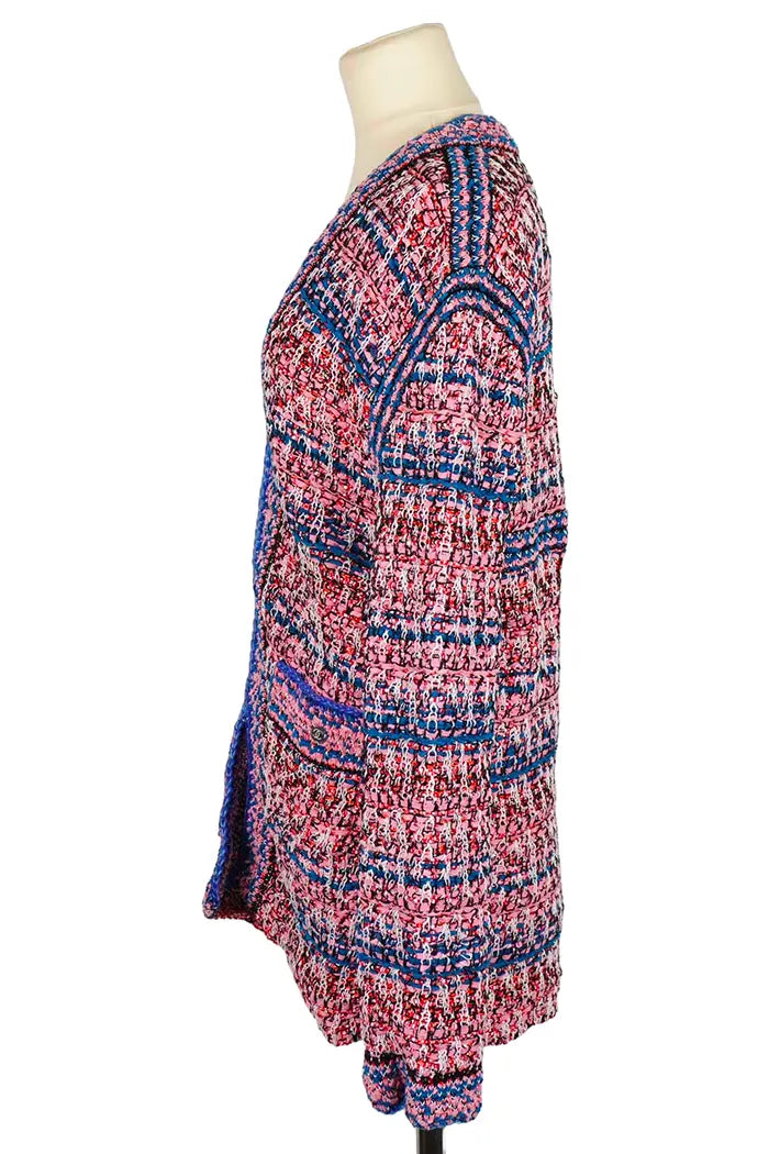 Cárdigan de lana multicolor Chanel, vista lateral, segunda mano