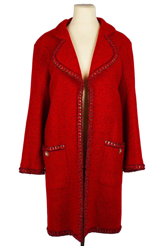 Chanel Abrigo rojo de alpaca, vista frontal, segunda mano