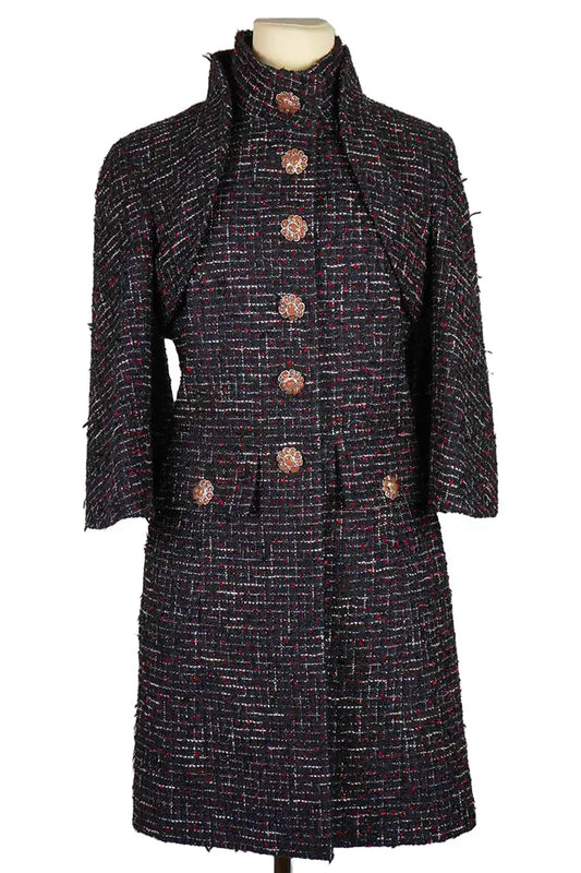 Chanel Black Tweed Coat by Karl Lagerfeld, artículo de segunda mano, vista frontal