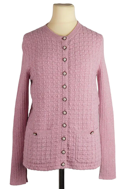 Cárdigan punto rosa "Paris-Cosmopolite" Chanel , usada, de segunda mano