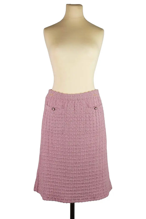 Falda Chanel Maille Rose de Karl Lagerfeld, vista frontal, segunda mano