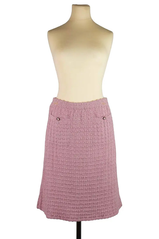 Falda Chanel Maille Rose de Karl Lagerfeld, vista frontal, usada