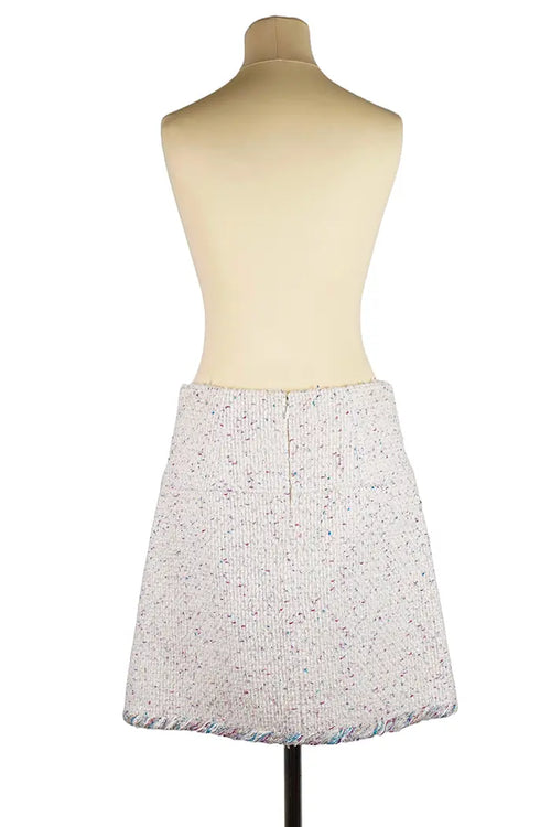 Jupe Chanel Blanche en Tweed, article d'occasion, vue de dos