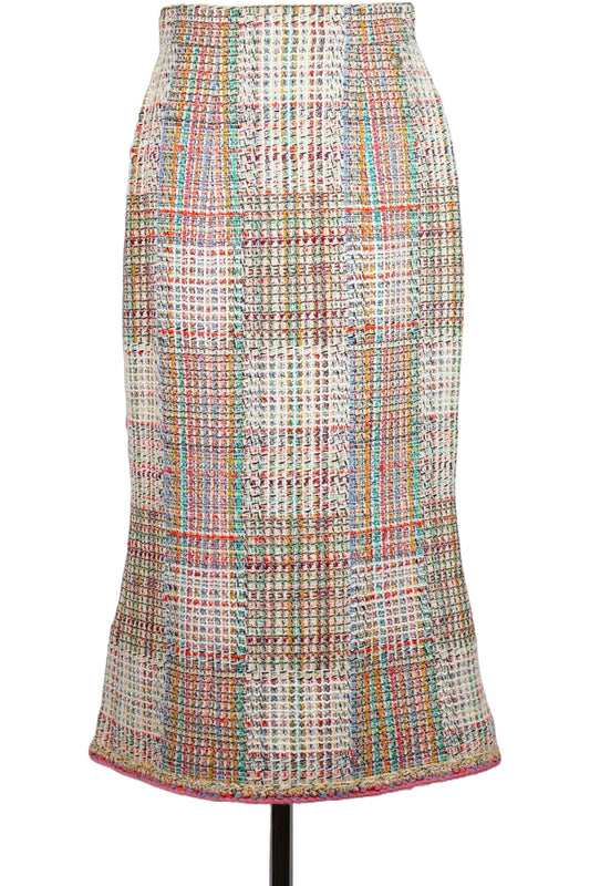 Chanel Tweed Multicolore skirt, front view, preloved