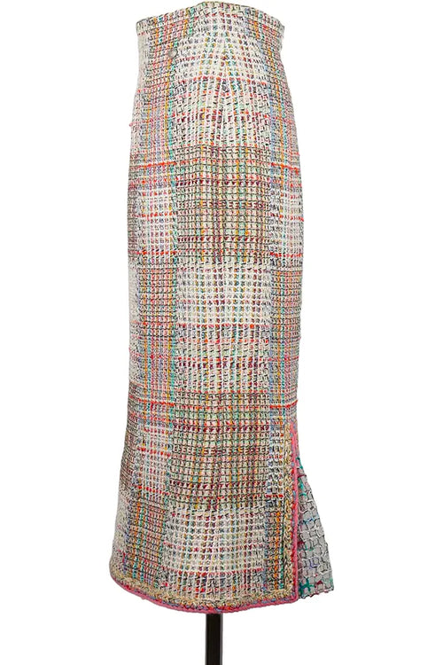 Falda Chanel Tweed Multicolor, vista lateral, segundero