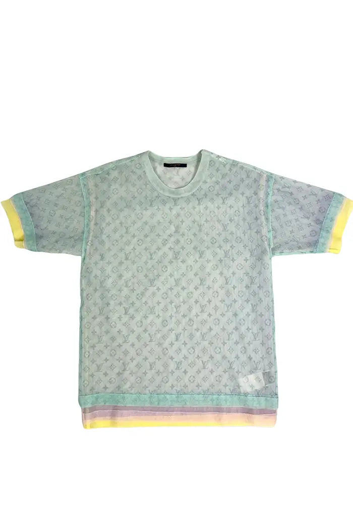 Camiseta Louis Vuitton Tulle Bleu con motivo Monogram, artículo de segunda mano, vista frontal