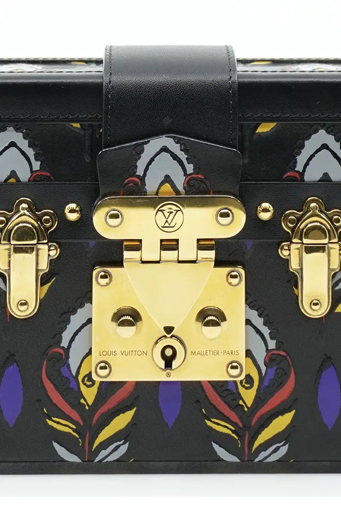 Louis Vuitton Petite Malle Bag, gebrauchter Artikel, Zoom auf den Verschluss mit goldenen Beschlägen