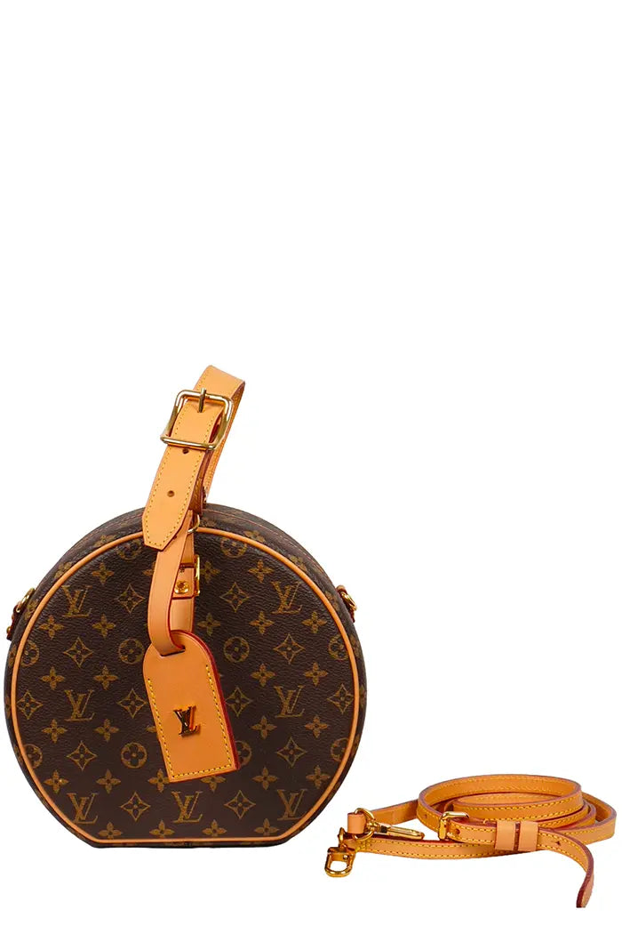 Louis Vuitton Boîte Chapeau bag in Monogram Canvas, pre-owned item, front view with removable shoulder strap