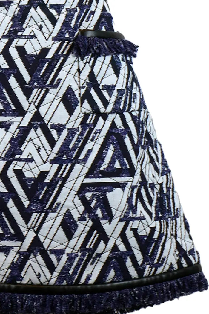 Weißer und schwarzer Louis Vuitton Rock aus Baumwolle, gebrauchter Artikel, Detail an der Tasche mit Fransen