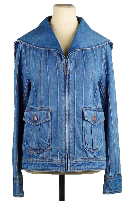 1000061 Veste Chanel Col Marin Denim reench preloved front