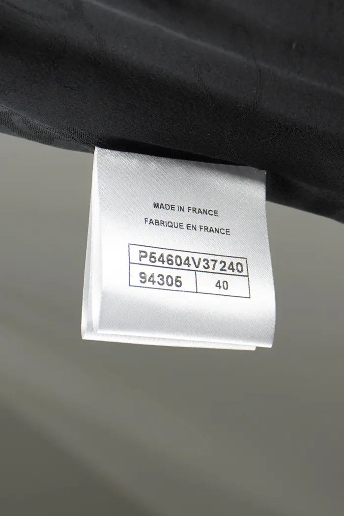 Vestido lana negro Chanel, artículo de segunda mano, etiqueta zoom Talla