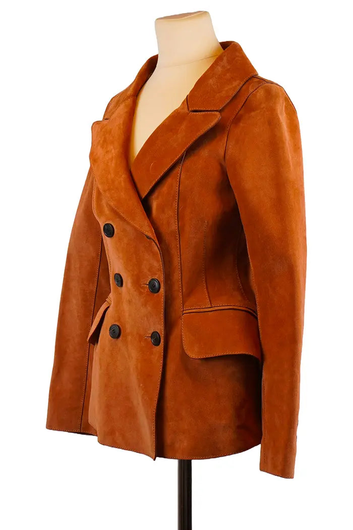 Chaqueta Dior "Bar Jacket" en ante, artículo de segunda mano, 3/4 vista