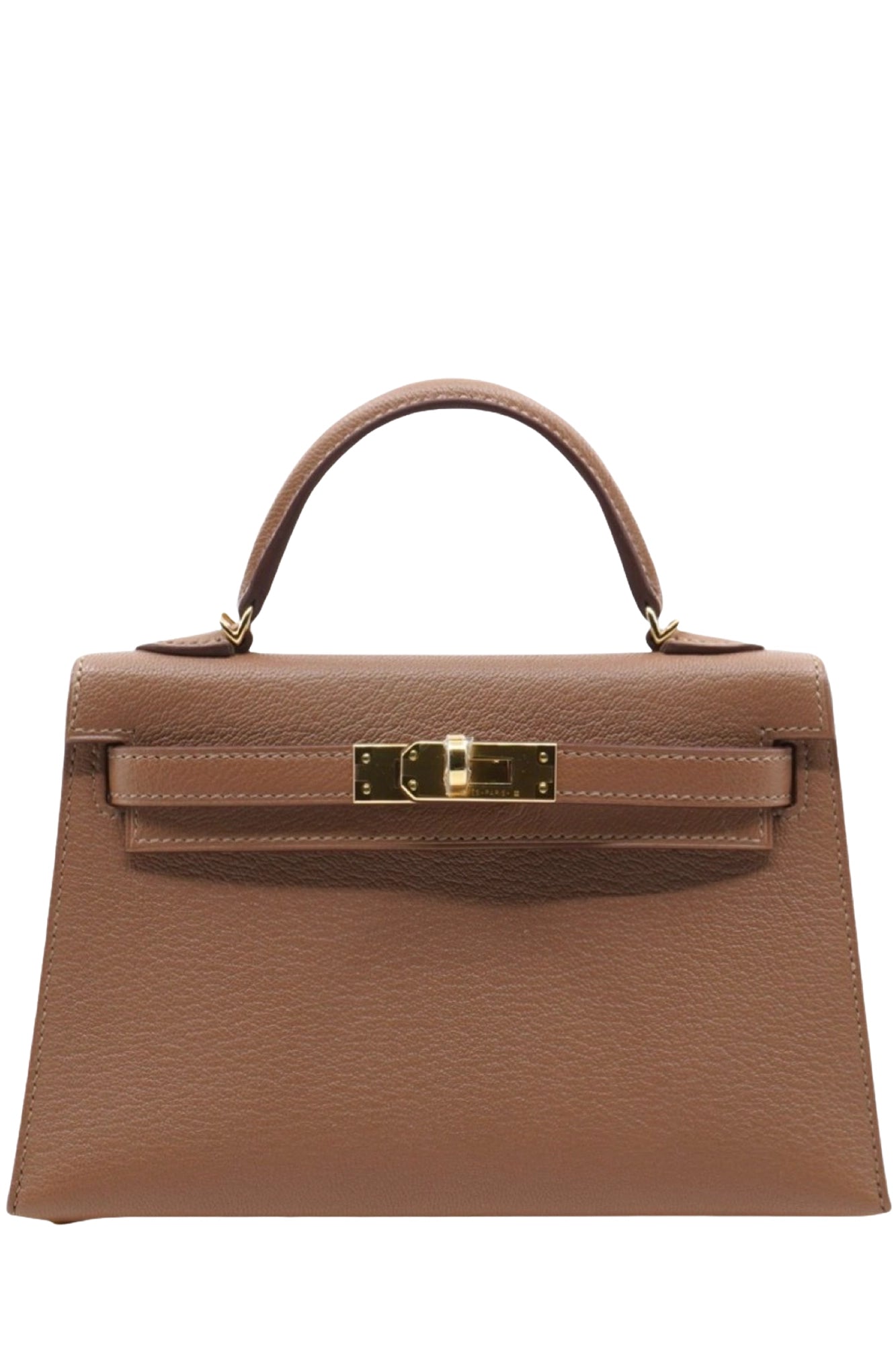 Hermès Mini Kelly in Mysore Goat Quebracho, ref. 1000067. Kelly Sellier II Mini. Reench preloved.