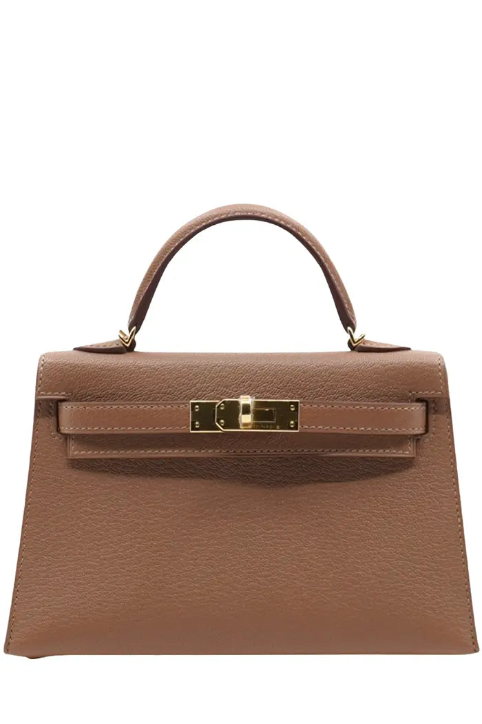 Mini Kelly en piel de cabra Mysore Quebracho, artículo de segunda mano, vista frontal