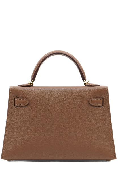 Back view of Mini Kelly in Mysore Goat Quebracho, reference 1000067, Reench, preloved Hermès.