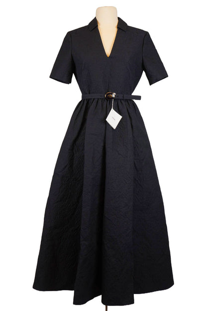 1000069 Robe Coton Bleu Marine Dior reench preloved devant ceinture