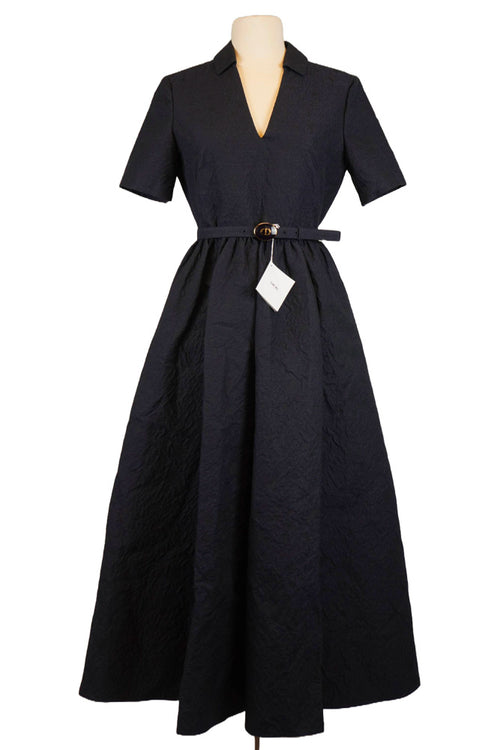 New Look navy blue Dior dress, pre-owned item, front view with belt