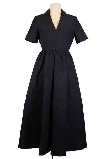 Christian Dior Navy Blue Cotton Dress, Reference 1000069. With tone-on-tone belt. Reench, Paris, Dior preloved luxury.