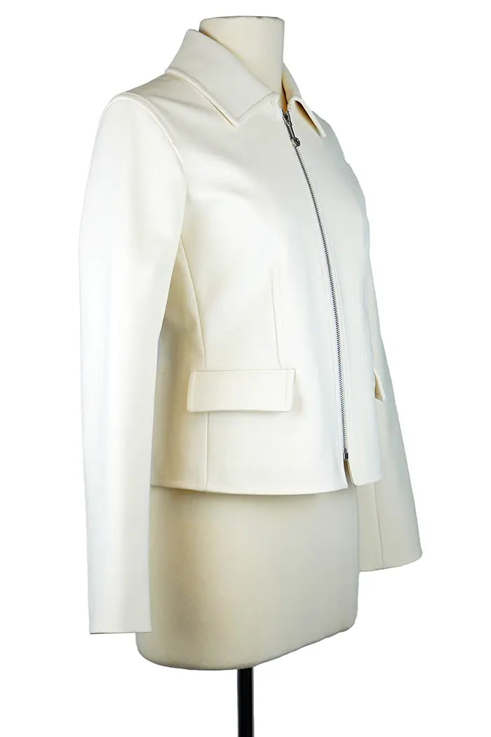 Hermes Micro Zipped Jersey Chaqueta Milano Ecru, artículo de segunda mano, 3/4 vista izquierda