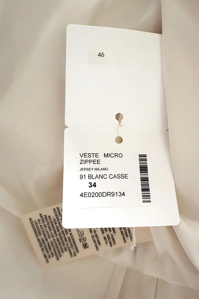 Micro Zipped Jersey Chaqueta Milano Ecru Hermes, artículo de segunda mano, un artículo usado, nunca usado