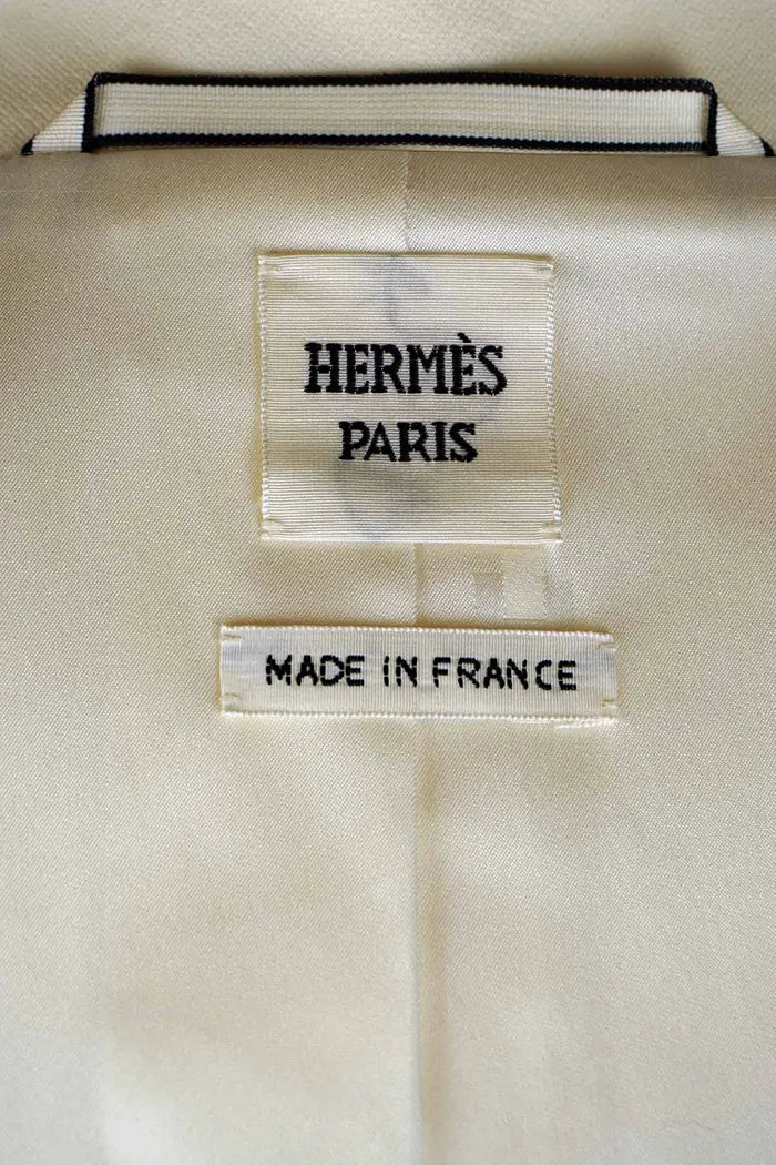 Micro Zipped Jersey Chaqueta Milano Ecru Hermes, artículo de segunda mano, zoom sobre la etiqueta Hermès