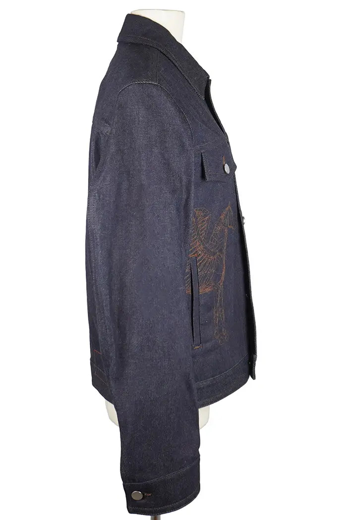 Jacke Hermès Icone au Carré aus Jeans, gebrauchter Artikel, Ansicht von der rechten Seite