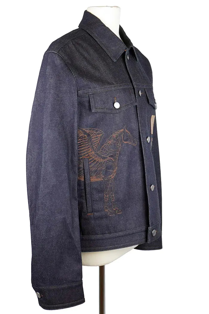 Jacke Hermès Icone au Carré aus Jeans, gebrauchter Artikel, Ansicht von 3/4 rechts