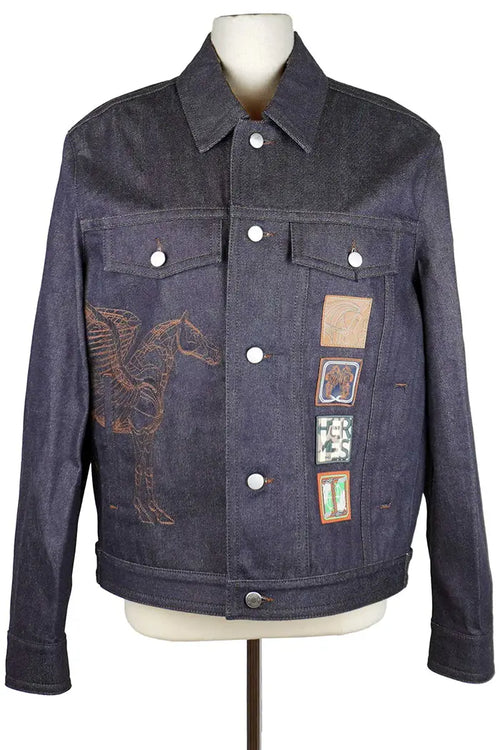 Hermès Icone au Carré Jeansjacke, gebrauchter Artikel, Vorderansicht