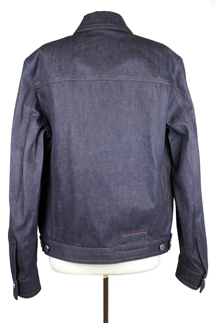 Jacke Hermès Icone au Carré aus Jeans, gebrauchter Artikel, Rückenansicht