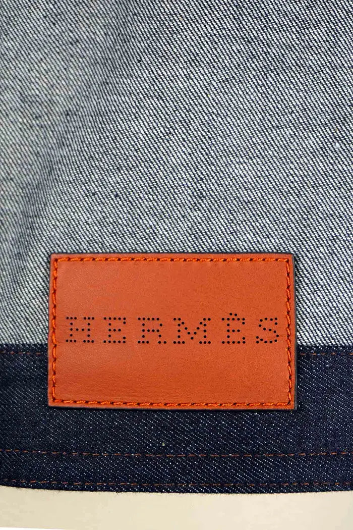 Jacke Hermès Icone au Carré aus Jeans, gebrauchter Artikel, Detailansicht des Hermès